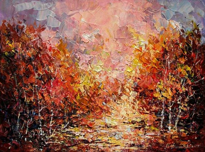 Peinture intitulée "Autumn I" par Krzysztof Lozowski, Œuvre d'art originale