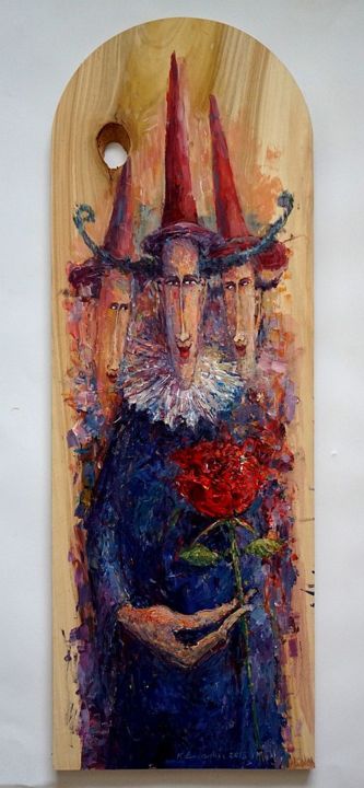 Painting titled "Enchanted rose" by Krzysztof Lozowski, Original Artwork