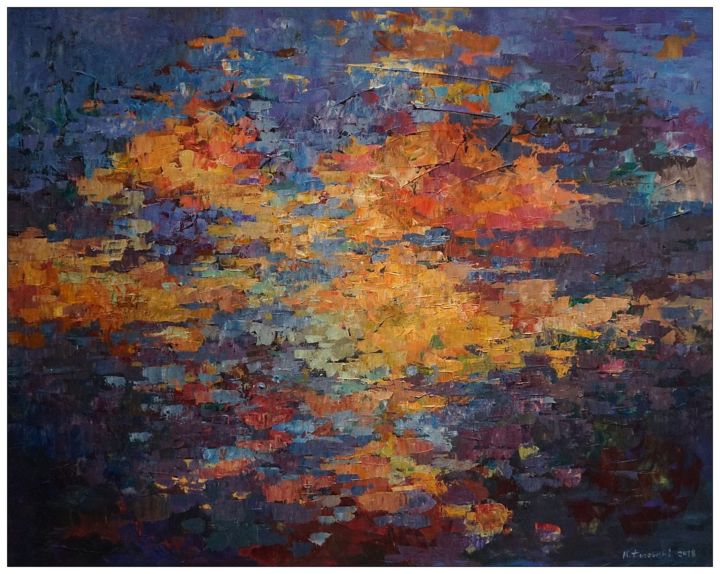 Painting titled "Sky on the Water" by Krzysztof Lozowski, Original Artwork