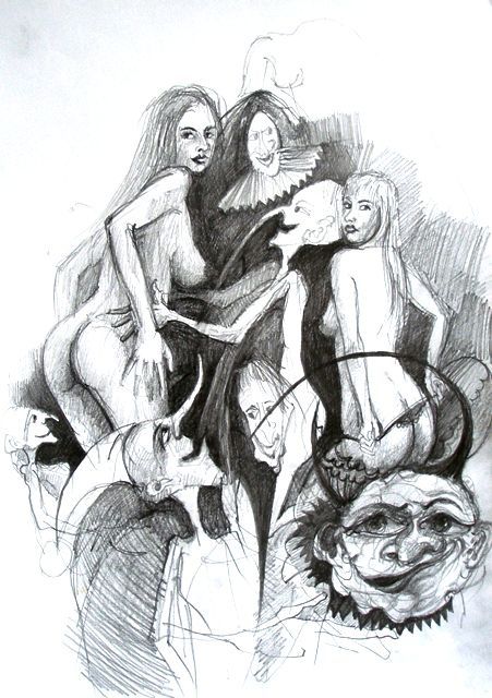 Drawing titled "Muszyna, Igraszki..." by Krzysztof Lozowski, Original Artwork