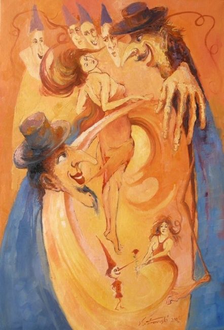 Schilderij getiteld "Lubieżni, Lascivious" door Krzysztof Lozowski, Origineel Kunstwerk