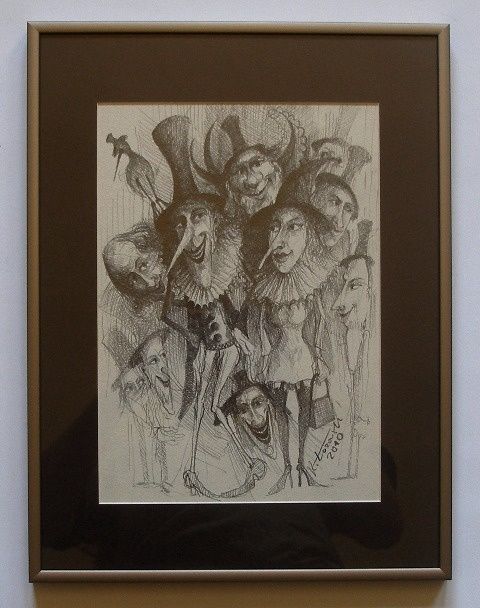Dibujo titulada "Pan i pani" por Krzysztof Lozowski, Obra de arte original