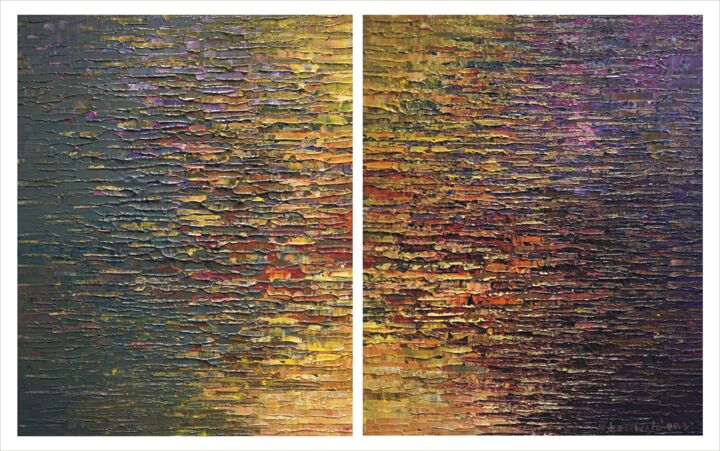 Painting titled "Water Diptych 20221" by Krzysztof Lozowski, Original Artwork, Acrylic