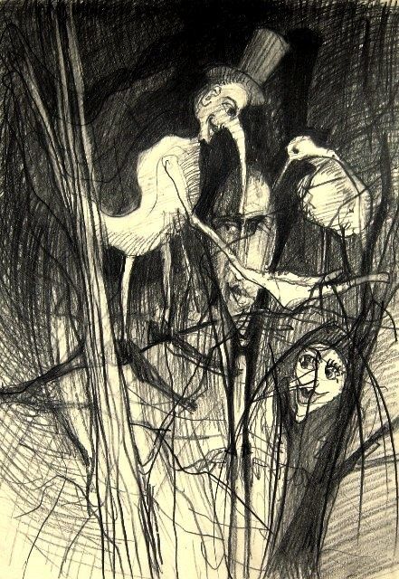 Dessin intitulée "Ptaki" par Krzysztof Lozowski, Œuvre d'art originale