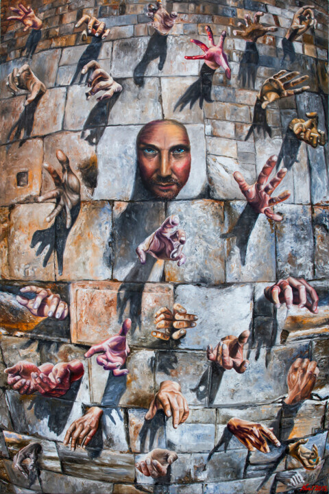 Peinture intitulée "Muro del pianto" par Krzysztof Slemp (NOEL), Œuvre d'art originale, Huile