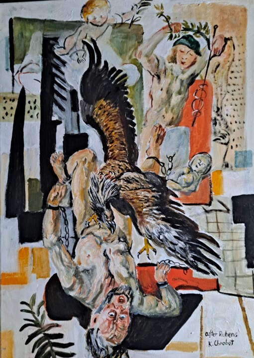 Malarstwo zatytułowany „Prometeusz after Ru…” autorstwa Krzysztof, Oryginalna praca, Olej