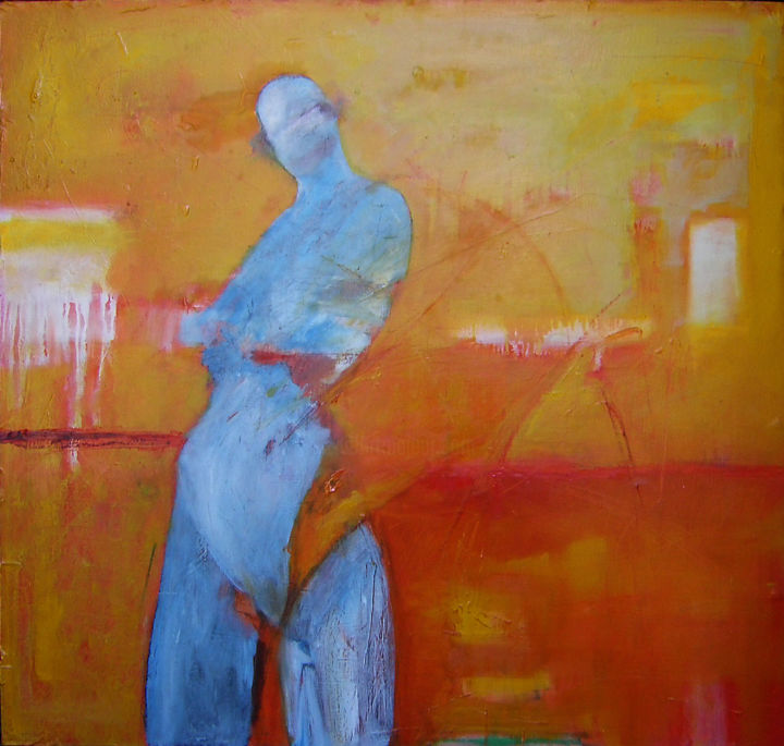 Картина под названием "Blue sf" - Krzysztof Gajewski, Подлинное произведение искусства, Масло