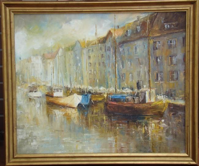 Malerei mit dem Titel "Copenhagen" von Adam Krzyzowski, Original-Kunstwerk, Öl