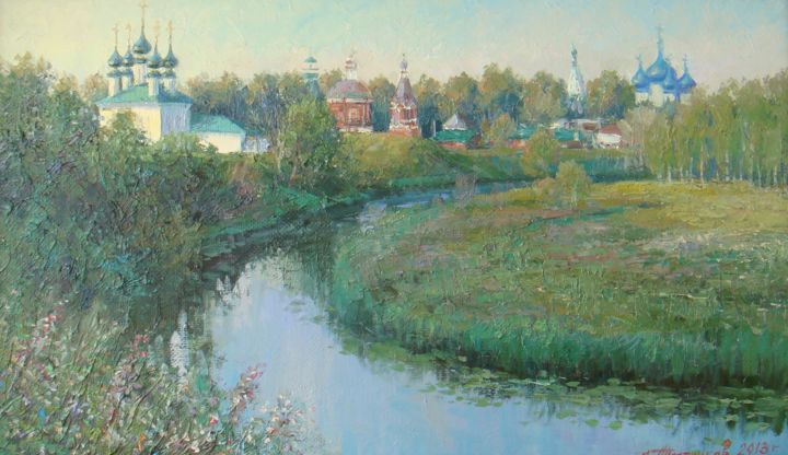 Painting titled "Утренний свет. Сузд…" by Ksandro, Original Artwork, Oil