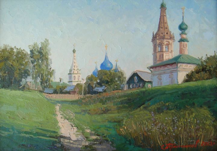 Painting titled "Утро в Суздале" by Ksandro, Original Artwork, Oil