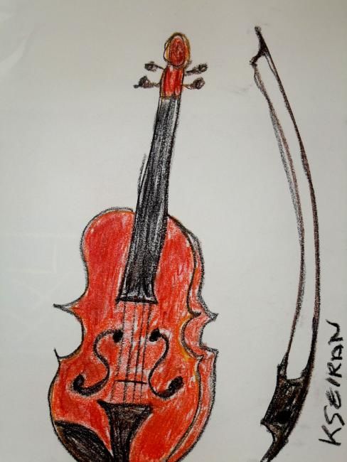 Schilderij getiteld "Le violon" door Kseiran, Origineel Kunstwerk, Olie