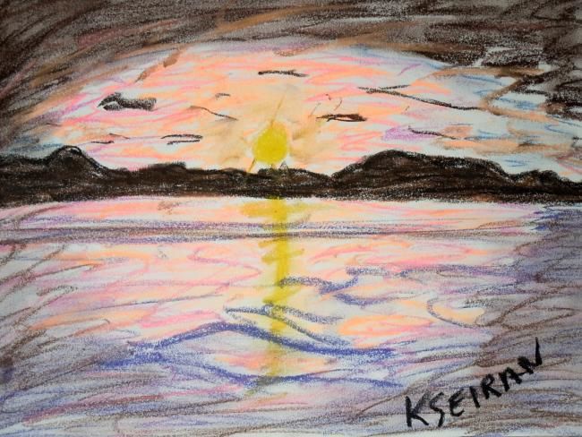 Pintura titulada "Coucher de soleil" por Kseiran, Obra de arte original, Oleo