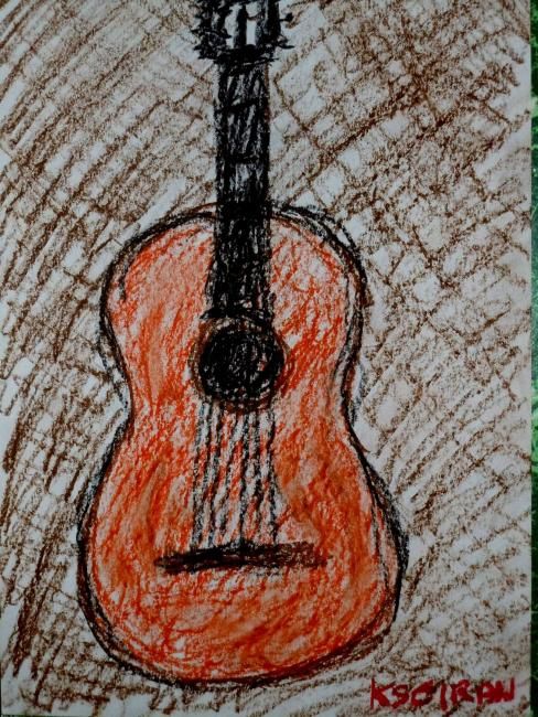 Dibujo titulada "Guitare 02" por Kseiran, Obra de arte original