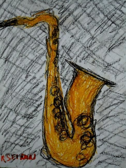 Drawing titled "saxophones" by Kseiran, Original Artwork