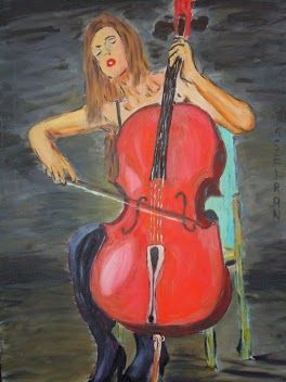 Painting titled "La musicienne" by Kseiran, Original Artwork, Oil