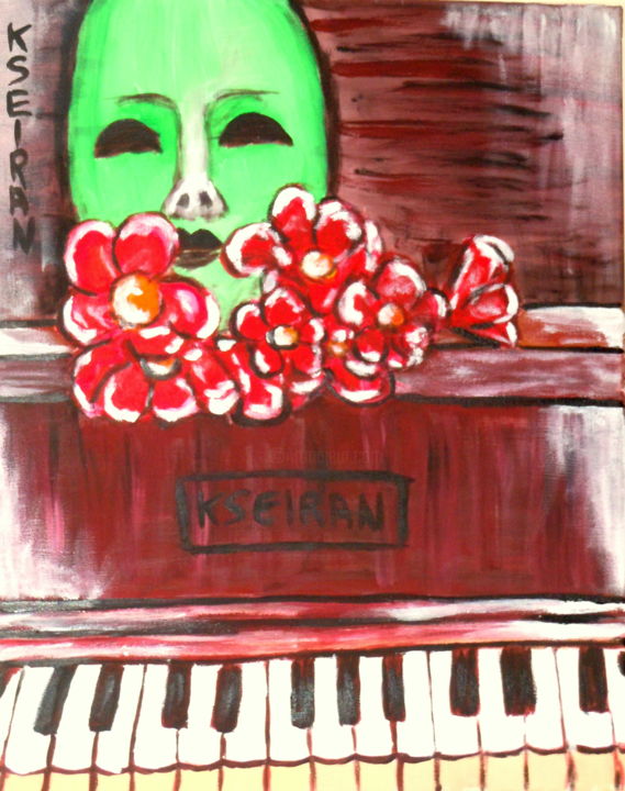Painting titled "le pianiste" by Kseiran, Original Artwork, Oil