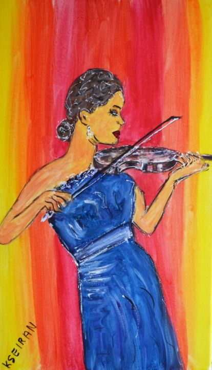 Malerei mit dem Titel "la musicienne" von Kseiran, Original-Kunstwerk, Acryl