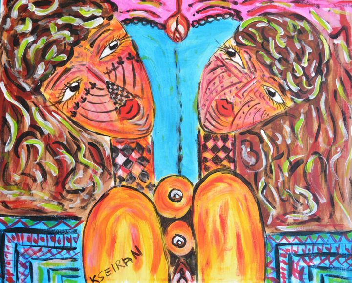 Painting titled "le miroire" by Kseiran, Original Artwork, Acrylic