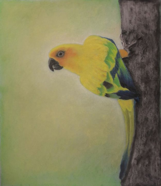 Drawing titled "Солнечный Аратинга" by Kseniia Mikheeva, Original Artwork, Pastel