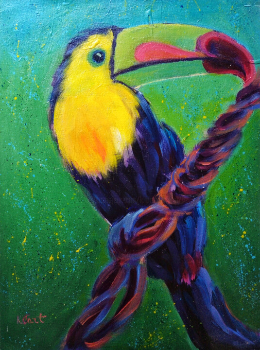 Painting titled "Toucan" by Ksenia Tsyganyuk, Original Artwork, Acrylic