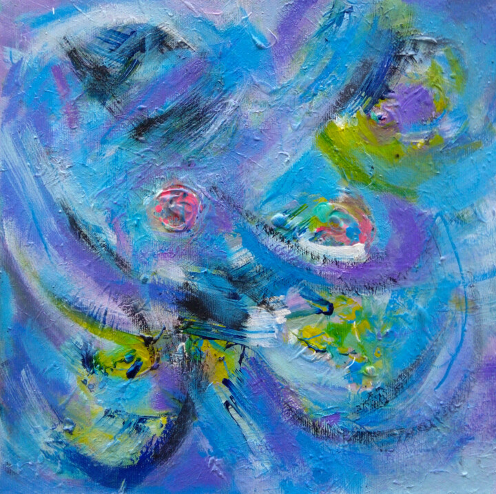 Painting titled "Air flow. Abstract…" by Ksenia Tsyganyuk, Original Artwork, Acrylic Mounted on Wood Stretcher frame