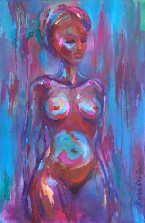 Peinture intitulée "Femme nue, peinture…" par Ksenia Del Bono, Œuvre d'art originale, Huile