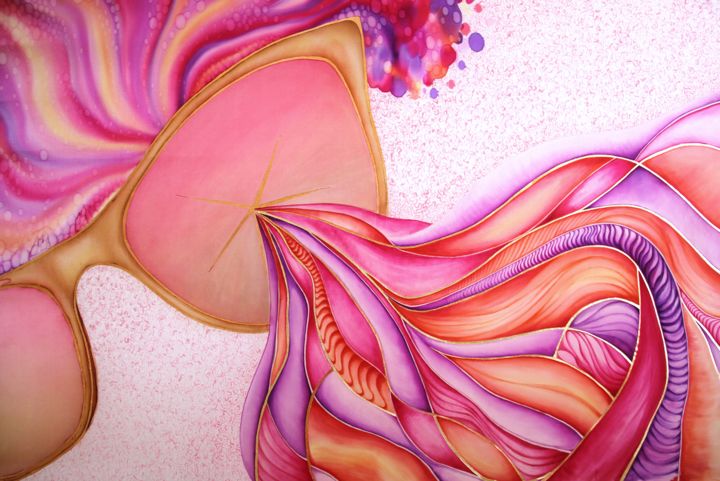 Textielkunst getiteld "Pink glasses" door Ksenia Lisitsyna, Origineel Kunstwerk, Stof