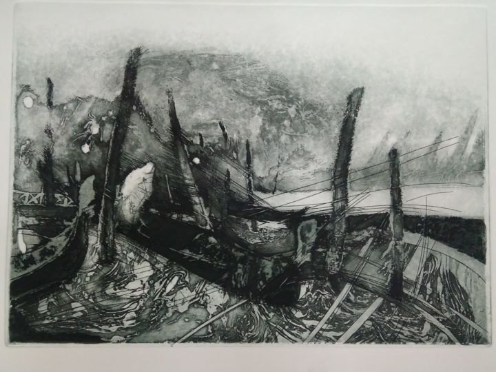 Printmaking titled "Aqua Alta" by Ksenia Avramova, Original Artwork, Etching