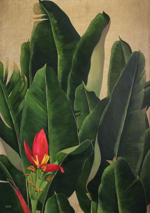 Картина под названием "Banana leaves" - Ксения Берестова, Подлинное произведение искусства, Масло