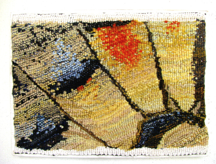 Textielkunst getiteld "Natural motives 1" door Kseniia Hopko, Origineel Kunstwerk, Tapijtwerk Gemonteerd op Houten paneel