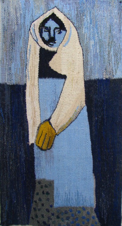 Painting titled "my grandmother's go…" by Kseniia Hopko, Original Artwork, Tapestry Mounted on Wood Panel