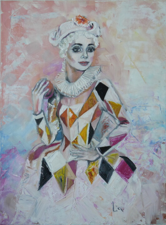 Malerei mit dem Titel "colombina" von Kseniya Lia, Original-Kunstwerk, Öl