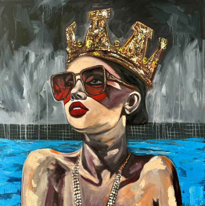 Pintura titulada "Crypto queen" por Kseniya Rai, Obra de arte original, Oleo Montado en Bastidor de camilla de madera