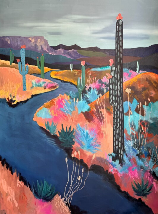 Painting titled "XXL Landscape at 8.…" by Kseniya Rai, Original Artwork, Oil