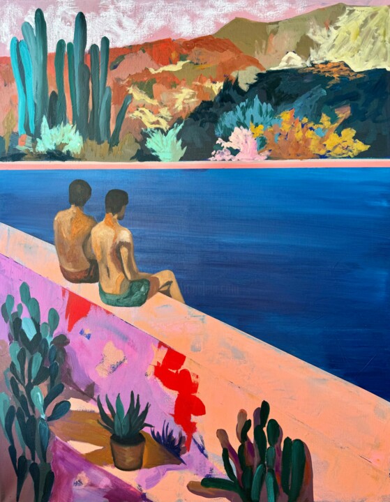 Pintura intitulada "Landscape at 6.45 PM" por Kseniya Rai, Obras de arte originais, Acrílico