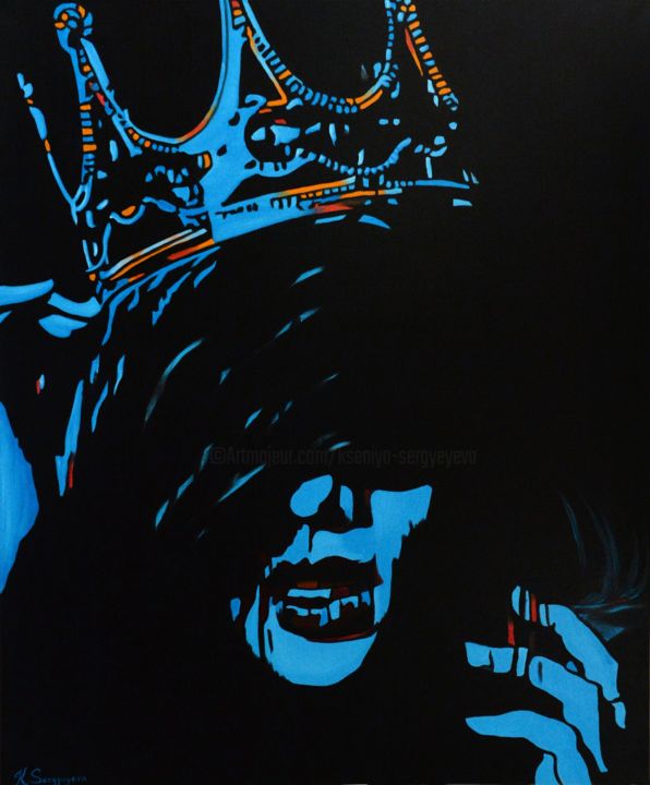 Painting titled "Queen - popart pain…" by Kseniya Sergyeyeva, Original Artwork, Oil Mounted on Wood Stretcher frame