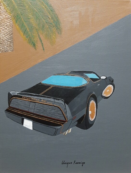 Malarstwo zatytułowany „Pontiac” autorstwa Kseniya Unique, Oryginalna praca, Akryl Zamontowany na Drewniana rama noszy