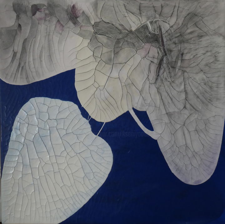 Malarstwo zatytułowany „In The Clouds II” autorstwa Kseniya Oudenot, Oryginalna praca, Pigmenty Zamontowany na Drewniana ram…
