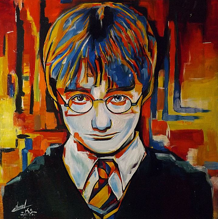 Painting titled "Harry Potter Fan Art" by Ks Green, Original Artwork, Acrylic Mounted on Wood Panel