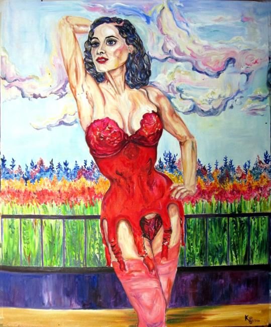 Painting titled "femme en rouge" by Kspersee, Original Artwork