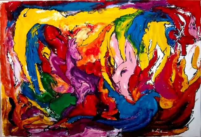 Painting titled "abstrait les animaux" by Kspersee, Original Artwork