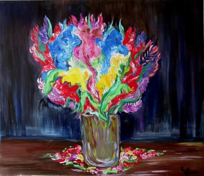 Painting titled "les fleurs dans le…" by Kspersee, Original Artwork