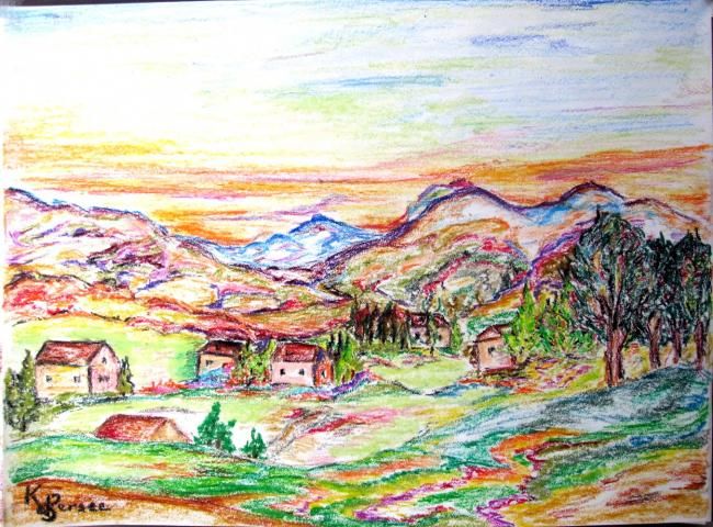 Painting titled "le village de la co…" by Kspersee, Original Artwork