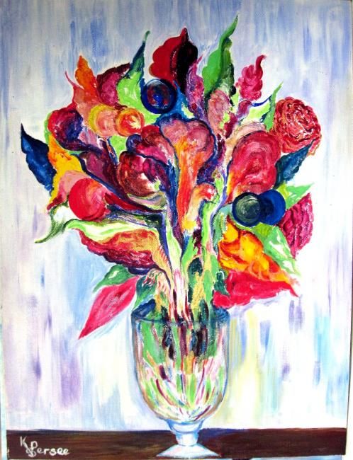 Pittura intitolato "jaillissement floral" da Kspersee, Opera d'arte originale
