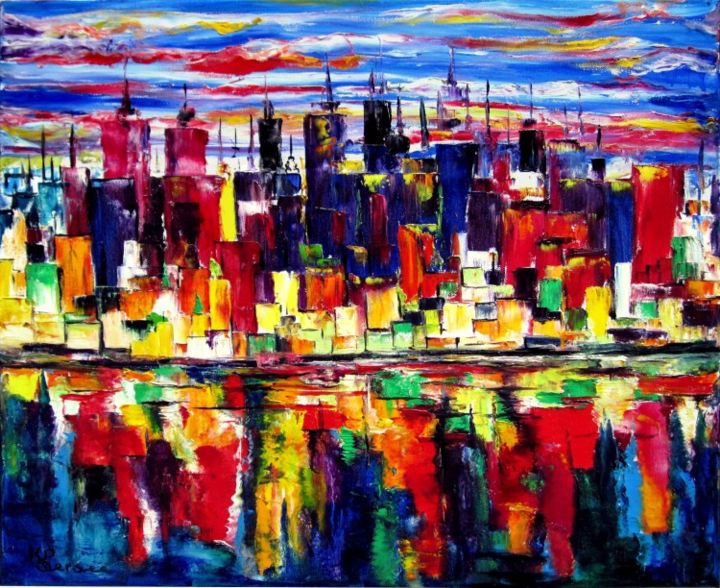 Painting titled "New york de nuit" by Kspersee, Original Artwork