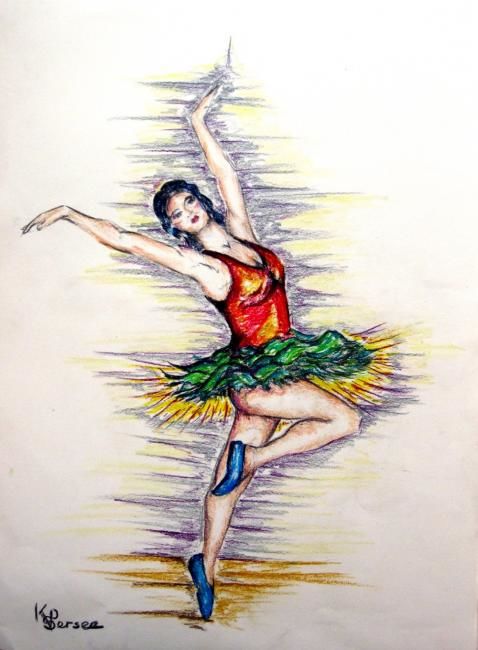 Peinture intitulée "danseuse ballet rou…" par Kspersee, Œuvre d'art originale