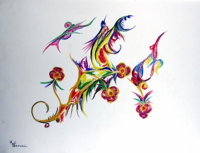 Картина под названием "danse aves les fleu…" - Kspersee, Подлинное произведение искусства