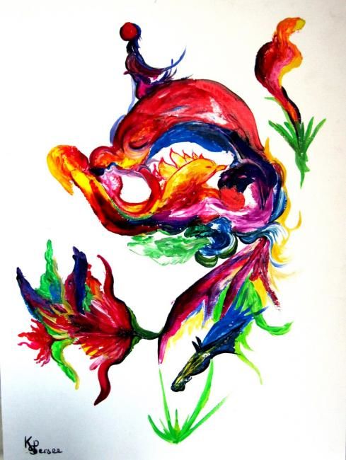 Painting titled "les ceatures de la…" by Kspersee, Original Artwork