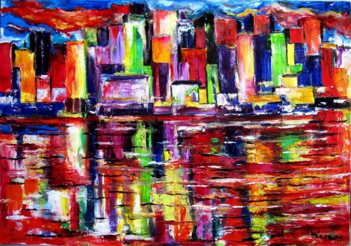Pintura titulada "New york rouge" por Kspersee, Obra de arte original