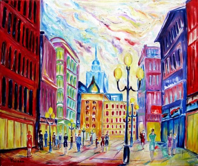 Painting titled "centre ville" by Kspersee, Original Artwork